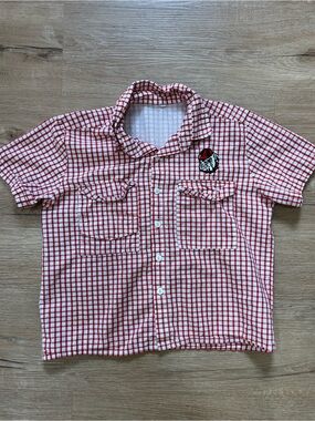 Georgia Bulldogs Red & White Gingham Shirt| Short Sleeve Collegiate Top Youth L